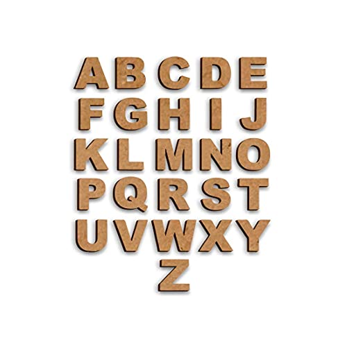 UE MDF Wood Decorative Oranament Alphabets Cutouts from A-Z 104pc (4.5 x 4.5 cm, Brown)