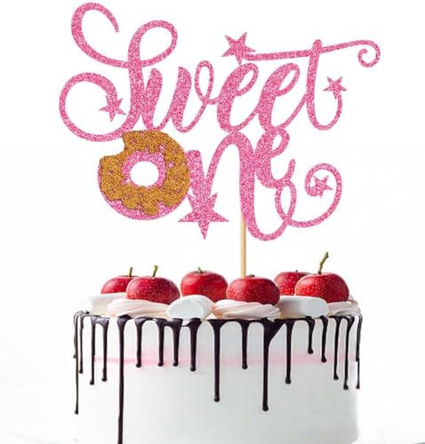 Confetti! Sweet Donut One Cake Topper | Candyland Sweet One | First Birthday Party Supplies | Baby Shower Decor，Donut 1st Themed Baby Shower Birthday Party Cake Supplies