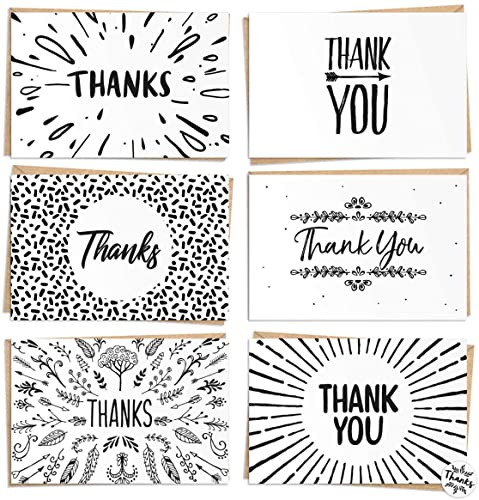 Black and White Thankyou Note Cards With Envelopes