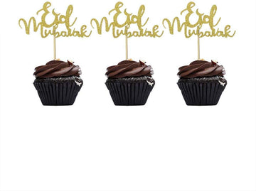 Eid Mubarak English Cupcake toppers