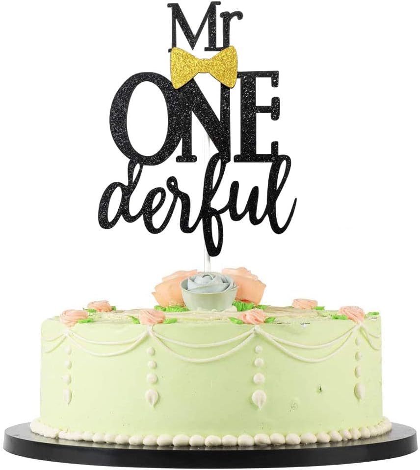 Mr Onederful Black Cake Topper