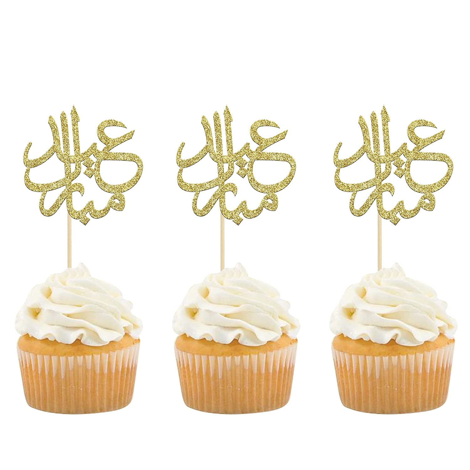 Eid Mubarak Arabic Cupcake Toppers