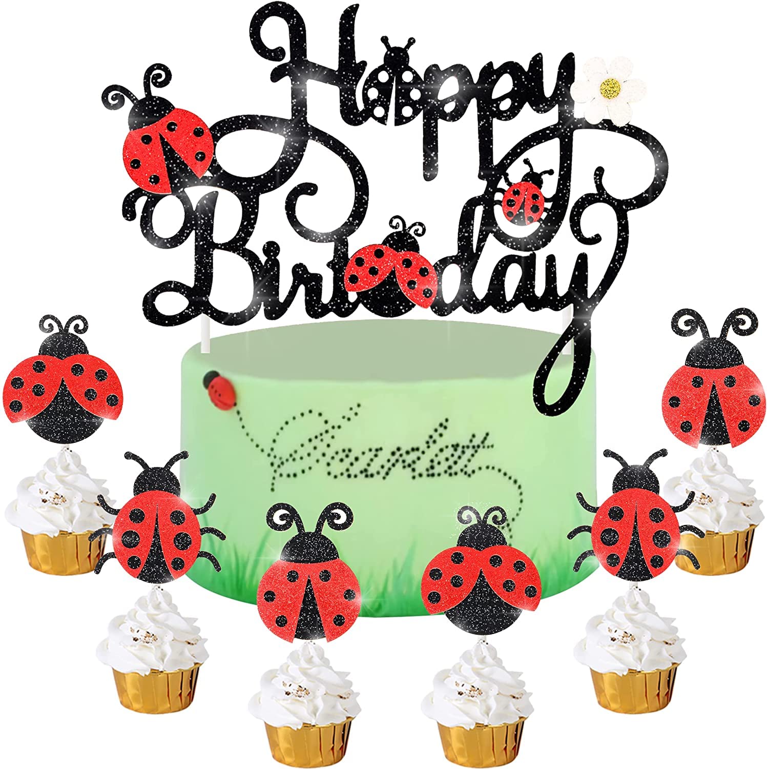 Ladubug Cake and Cupcake Toppers