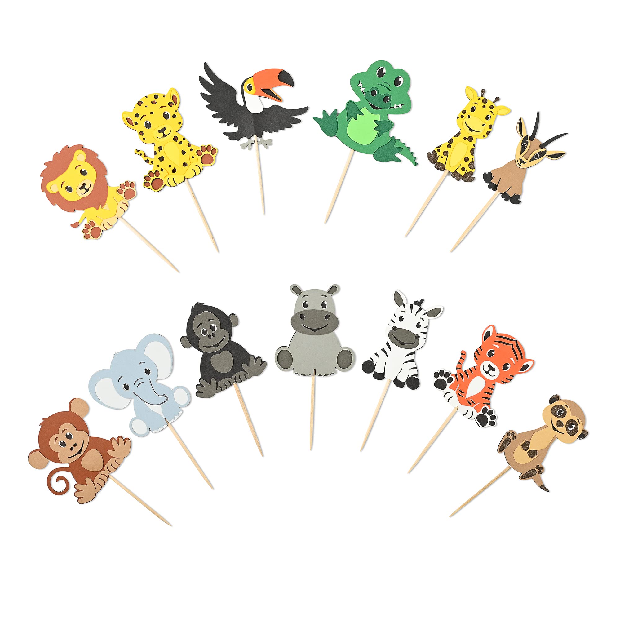 Multi Layered Jungle Animal Safari Themed cupcake toppers