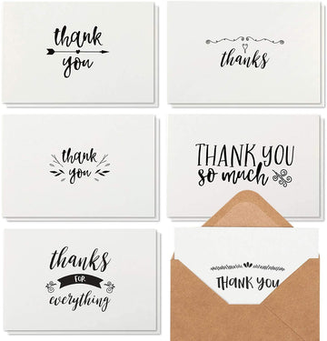 UE Thank You Notes with Brown Kraft Envelopes, Thank You Cards Set, Blank Inside, Handwritten Style for Baby Showers & Wedding (Pack of 12)