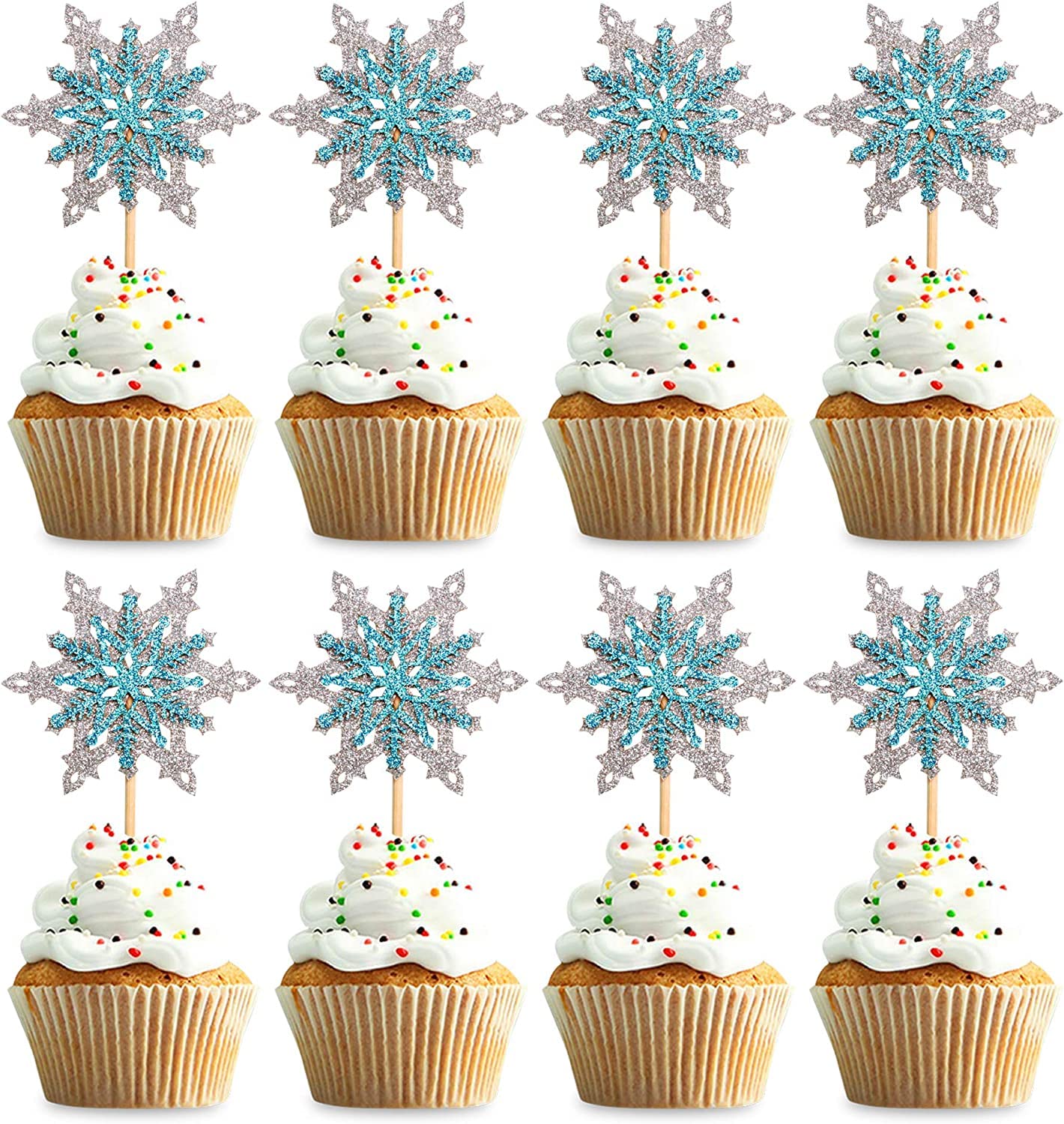 Double Layer Snowflakes Cupcake Toppers