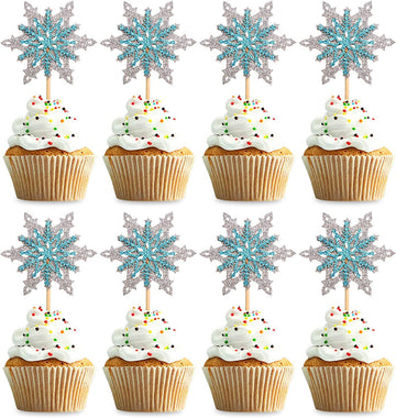 Double Layer Snowflakes Cupcake Toppers