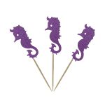 Confetti! 20 Pieces Mermaid Theme Glitter Cupcake Topper Cake Picks Decoration for Baby Shower Birthday Party Favors, Mermaid Tail, Seahorse and Starfish, Shell Food Picks