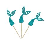Confetti! 20 Pieces Mermaid Theme Glitter Cupcake Topper Cake Picks Decoration for Baby Shower Birthday Party Favors, Mermaid Tail, Seahorse and Starfish, Shell Food Picks