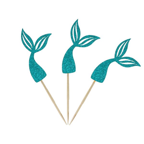 Confetti! 20 Pieces Mermaid Theme Glitter Cupcake Topper Cake Picks Decoration for Baby Shower Birthday Party Favors, Mermaid Tail, Seahorse and Starfish, Shell Food Picks