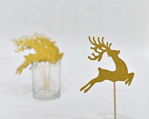 Reindeer Cupcake Toppers Deer Cake Decorations Supplies for Kids Christmas Woodland Birthday Party Decor Favors Supplies