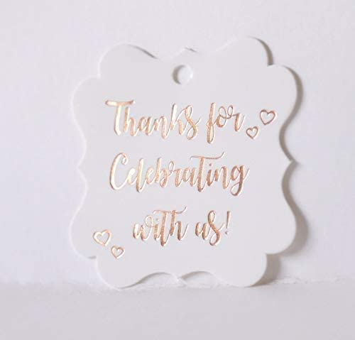 Gold Foil Thank You Gift Tags, Fancy Frame Gift Tags, Wedding Party Collection, Thanks for Celebrating with Us