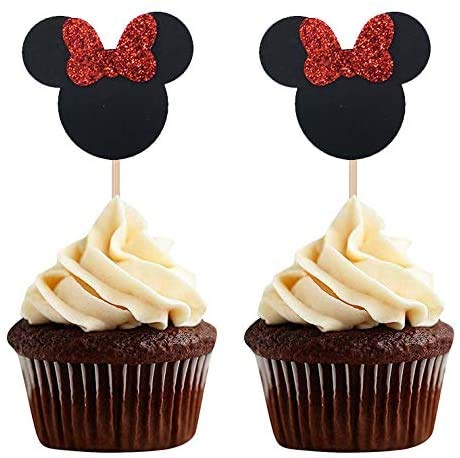 Minnie Mouse Inspired Cupcake Toppers Baby Shower Girl Birthday Party Supply