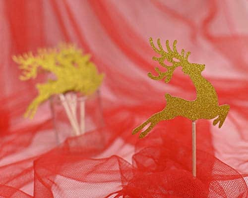 Reindeer Cupcake Toppers Deer Cake Decorations Supplies for Kids Christmas Woodland Birthday Party Decor Favors Supplies