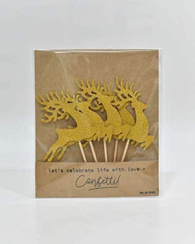 Reindeer Cupcake Toppers Deer Cake Decorations Supplies for Kids Christmas Woodland Birthday Party Decor Favors Supplies