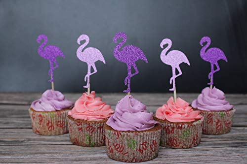 Cupcake Topper Flamingo Theme Cupcake Picks for Hawaii Birthday Wedding Beach Party Decoration