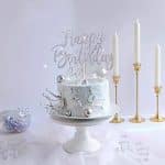 Glitter happy birthday Cake Topper (6inch), Happy Birthday Cake Bunting Decor, Birthday Party Decoration Supplies