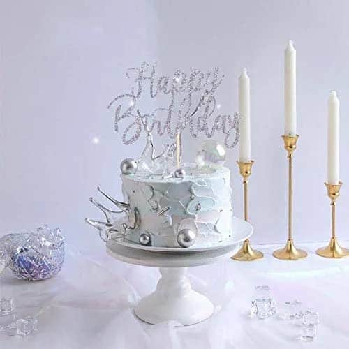 Glitter happy birthday Cake Topper (6inch), Happy Birthday Cake Bunting Decor, Birthday Party Decoration Supplies