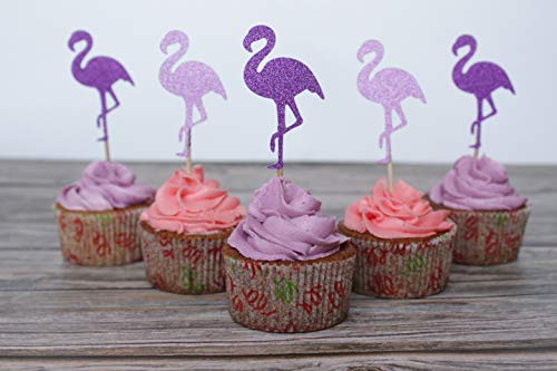 Cupcake Topper Flamingo Theme Cupcake Picks for Hawaii Birthday Wedding Beach Party Decoration