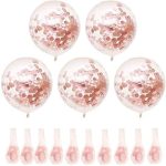 Confetti Balloons (Rose Gold) for Valentine's Day, Party Decoration,Engagement,Weddings Birthdays Showers Party (Pack of 12)
