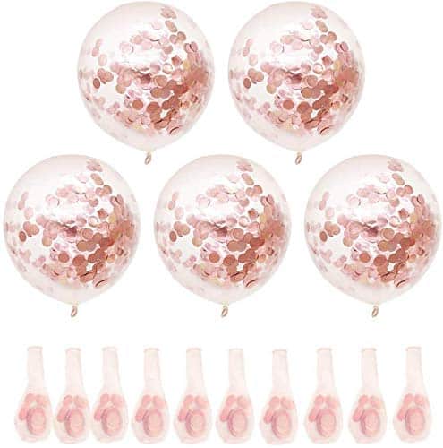 Confetti Balloons (Rose Gold) for Valentine's Day, Party Decoration,Engagement,Weddings Birthdays Showers Party (Pack of 12)