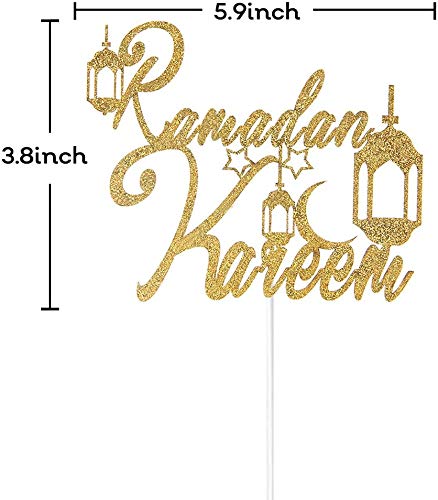 Gold Glitter Ramadan Kareem Cake Topper - Ramadan Mubarak Decorations, Ramadan Party Supplies, Muslim Islam Hajj Party Decoration