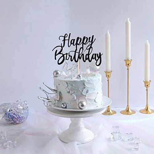 Glitter happy birthday Cake Topper (6inch), Happy Birthday Cake Bunting Decor, Birthday Party Decoration Supplies