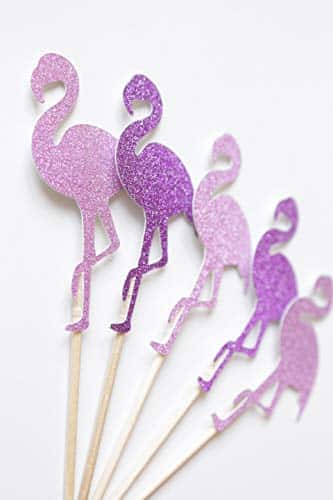 Cupcake Topper Flamingo Theme Cupcake Picks for Hawaii Birthday Wedding Beach Party Decoration