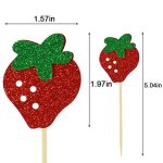 Strawberry Cupcake Topper (Pack of 24) Baby Girl Berry Theme Birthday Party Cake Decoration for Sweet Fruit Theme Baby Shower Kids Birthday Party Supplies