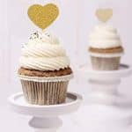 Heart Cupcake Toppers Sweet Love Theme Hearts Food Picks for Valentine Wedding Engagement Bridal Shower Birthday Party Cake Decorations - Gold