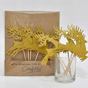Reindeer Cupcake Toppers Deer Cake Decorations Supplies for Kids Christmas Woodland Birthday Party Decor Favors Supplies