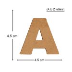 MDF Wood Decorative Oranament Alphabets Cutouts from A-Z 104pc (4.5 x 4.5 cm, Brown)