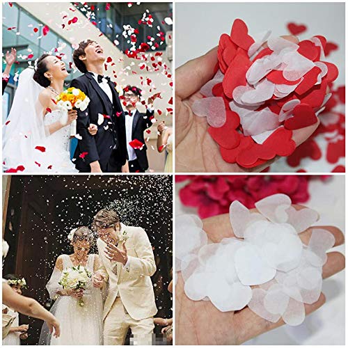 Valentine's Day Heart Shape Tissue Confetti 1000 Pcs / 10-15 grm Paper Table Confetti for Valentine's Day, Wedding Party, Baby Shower and Balloon Decorations, 1 inch (Rose Red, Peach)