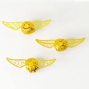 Golden Wings Chocolate Decor Wizard Party Chocolate Decoration Hollowed Wings Wafer Cupcake Toppers with Glue Point for Them Party Decor Supplies