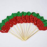 Strawberry Cupcake Topper (Pack of 24) Baby Girl Berry Theme Birthday Party Cake Decoration for Sweet Fruit Theme Baby Shower Kids Birthday Party Supplies