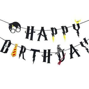Magical Wizard Happy Birthday Banner Magician Party Decorations Supplies Set, Garland Party Decoration Wizard Party Supplies Potter Themed Party