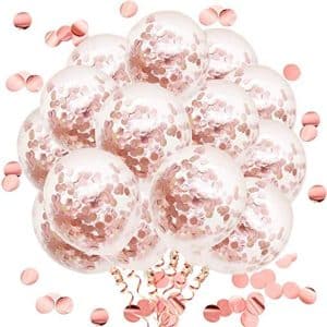 Confetti Balloons (Rose Gold) for Valentine's Day, Party Decoration,Engagement,Weddings Birthdays Showers Party (Pack of 12)