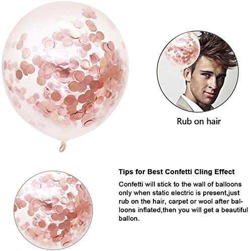 Confetti Balloons (Rose Red) for Valentine's Day, Party Decoration, Engagement, Weddings, Birthdays, Showers Party (Pack of 12)