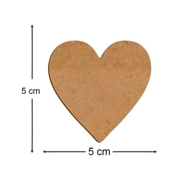 Heart Wooden Laser Cut for Decoration in 2.5mm MDF (5 x 5 cm)- Brown