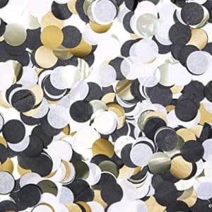 Round Tissue Confetti Circle Table Confetti for Wedding Birthday Party Decoration, 1 inch Tissue Paper confetti in Beautiful Shades of Black, White, and Gold