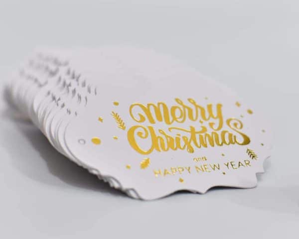 Merry Christmas & Happy New Year Gift Tags Gold Foil - Fancy Frame Gift Tags for Christmas