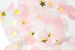 Premium 1-inch Round Tissue Paper Party Table Confetti - 10/15 Grams (Pink, White, Gold Mylar Flakes)