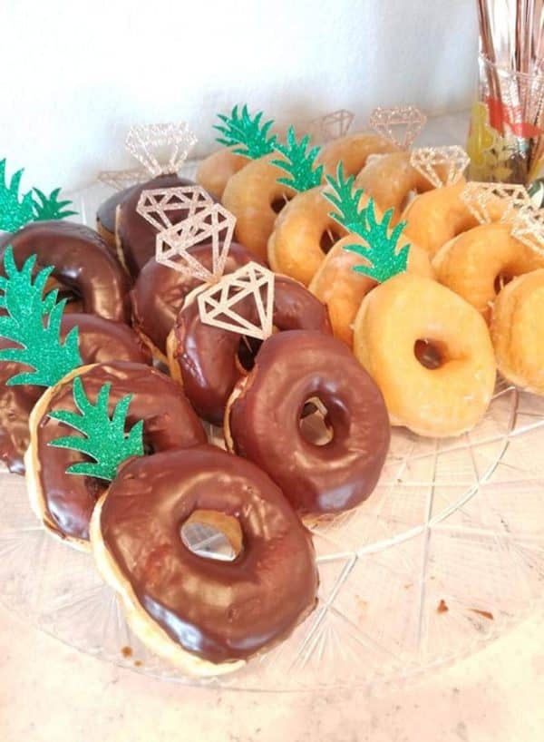 Gold Glitter Diamond Ring Donut Toppers Cupcake Picks for Bridal Shower Engagement Party Decorations