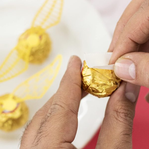 Golden Wings Chocolate Decor Wizard Party Chocolate Decoration Hollowed Wings Wafer Cupcake Toppers with Glue Point for Them Party Decor Supplies