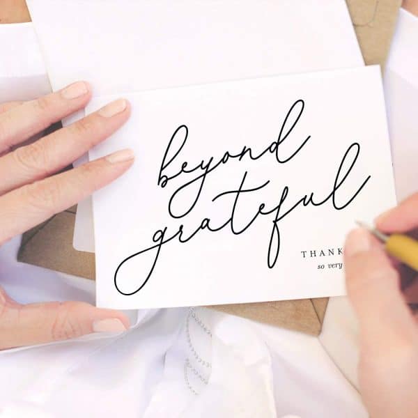Beyond Grateful Thank You Cards with Envelopes, 4x6 Folded, Tented, Perfect for: Wedding, Bridal Shower, Baby Shower, Birthday, or just to say Thanks!