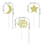 Little Star Cupcake Toppers with Moon Gold Glitter Star Cupcake Picks Baby Shower Kids Birthday Party Cake Decorations Supplies