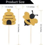 Glitter Bumble Bee Cupcake Toppers Bee Cupcake Toppers for Baby Shower Birthday Honey bee Party Decor