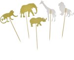 Gold Glitter Jungle Safari Animal Cake Cupcake Toppers Cupcake Picks Decorations for Jungle Safari Animal Themed Baby Shower Birthday Party
