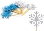 Frozen Snow Flake Cupcake Toppers Toothpicks, Sliver/Blue/Snow