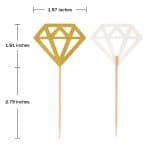 Gold Glitter Diamond Ring Donut Toppers Cupcake Picks for Bridal Shower Engagement Party Decorations